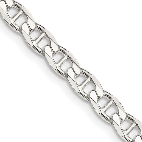 Kazi Luxury Sterling Silver 4.65mm Flat Cuban Anchor Chain